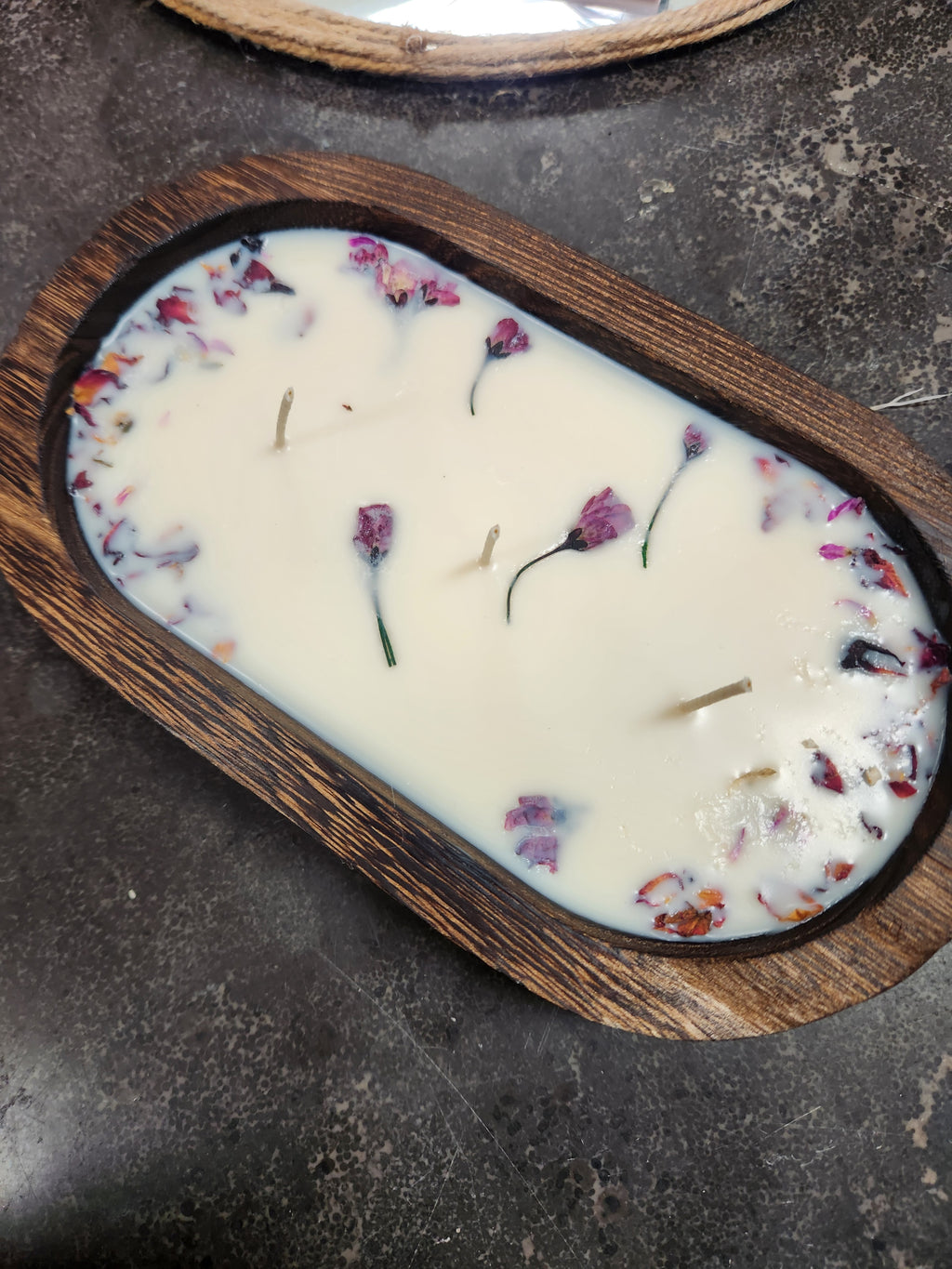 Vanilla Sugar Plum Wooden Dough Bowl Candle 16 oz