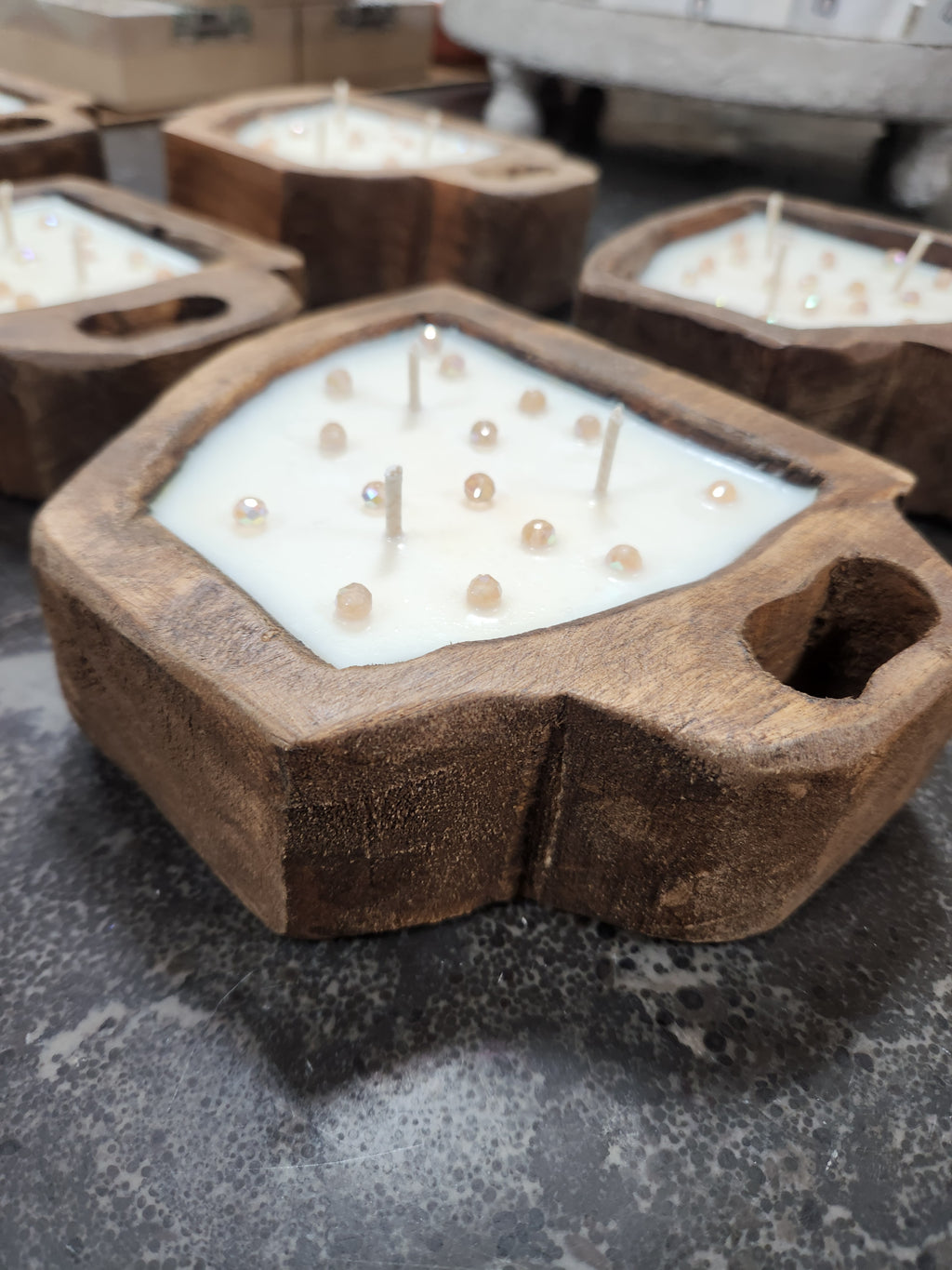 Sweet Coffee Scented Wooden Dough Bowl Coffee Mug Candle 6x7