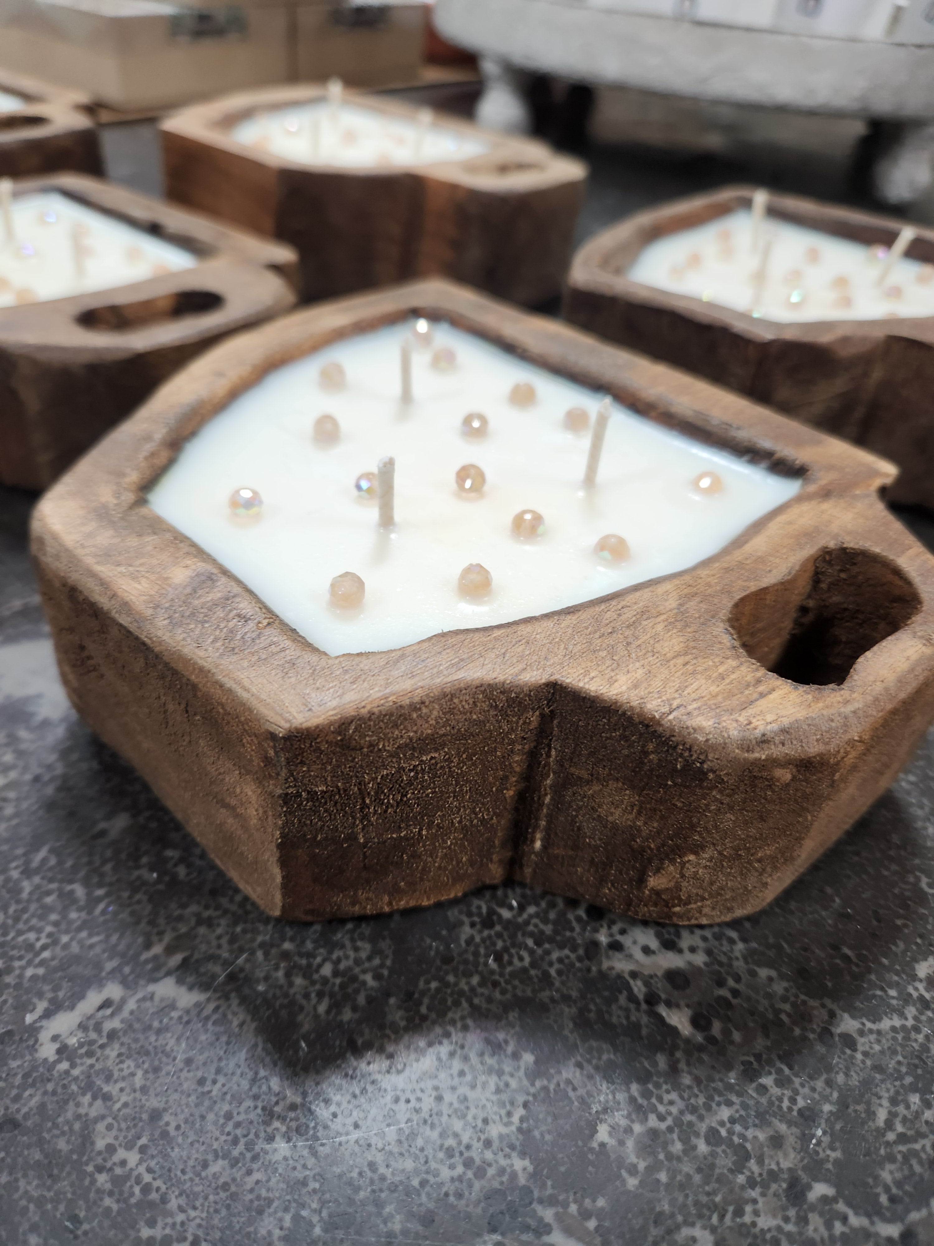 Sweet Coffee Scented Wooden Dough Bowl Coffee Mug Candle 6x7
