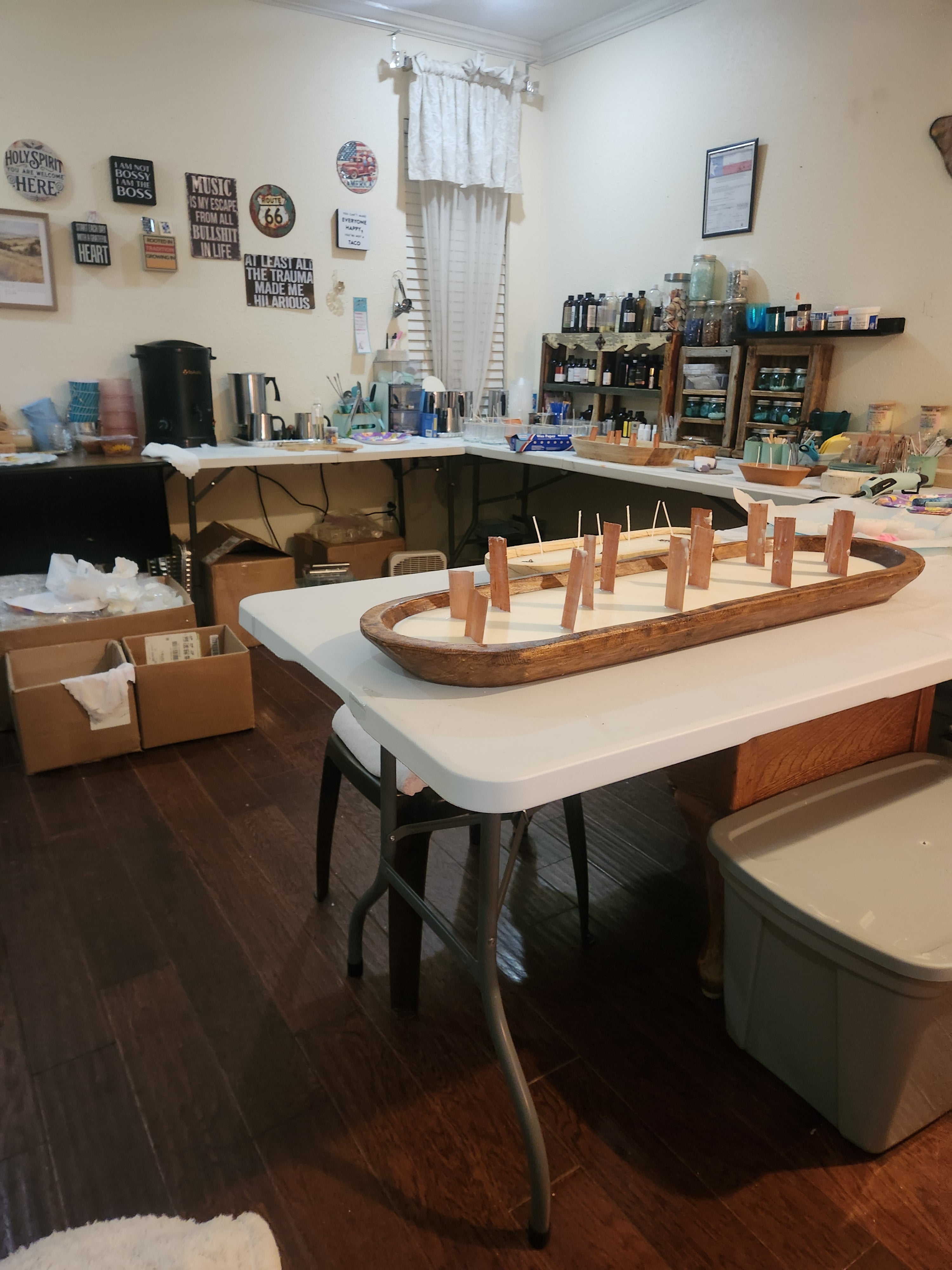 Texas Size Wooden Dough Bowl Candle Custom any scent, plain no decor